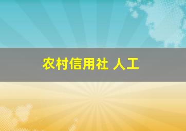 农村信用社 人工